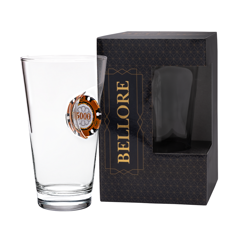 Poker Chip Beer Glass 465ml – side view