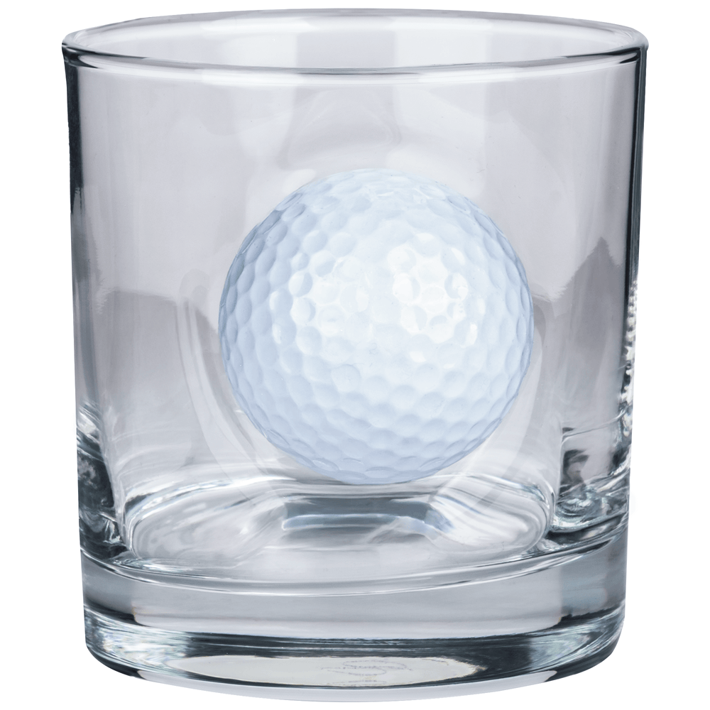 Real Golf Ball Rocks Glass 300ml – golf ball detail close-up