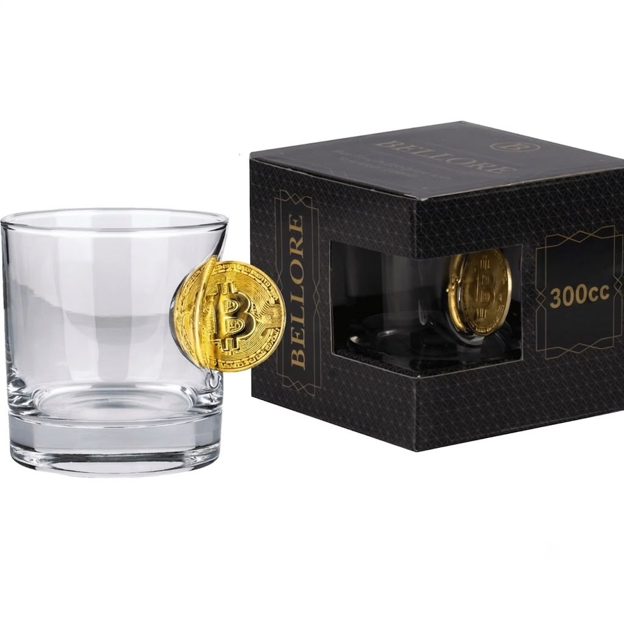 Bitcoin Rocks Glass 300ml – lifestyle shot