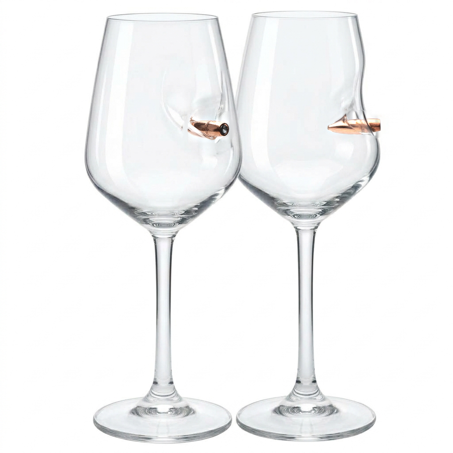 Real .308 Bullet Wine Glass Set of 2 350ml by Bellore – front view