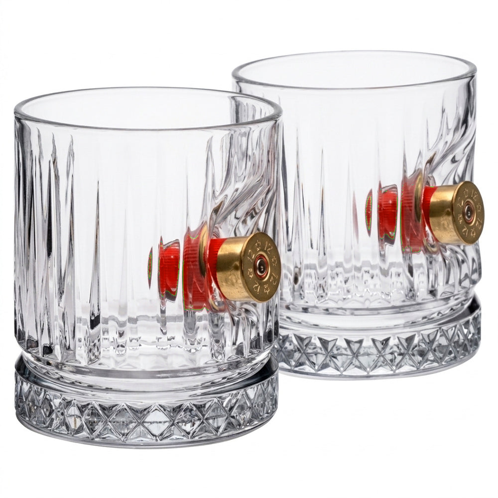 Real Shotgun Shell Double Crystal Whisky Set 355ml – pair of crystal whisky glasses