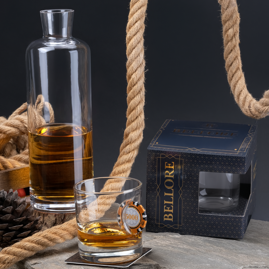 Poker Chip Rocks Glass 300ml – styled lifestyle shot