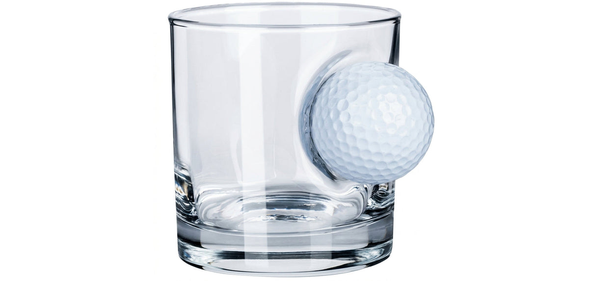 Bellore whisky tumbler with a real golf ball set into the glass, 300 ml
