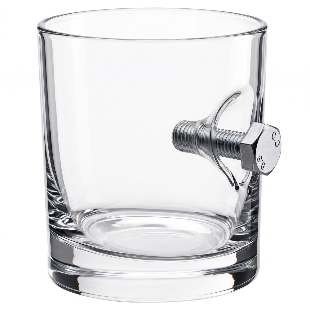 Bolt & Nut Rocks Glass 300ml – front view