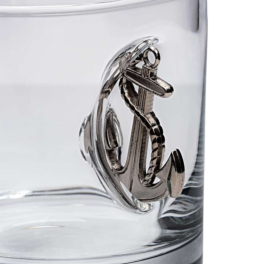 Anchor Rocks Glass 300ml – anchor detail close-up