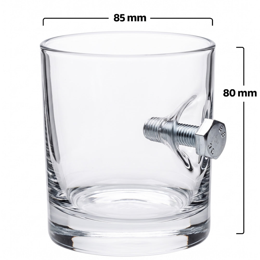 Bolt & Nut Rocks Glass 300ml – side view