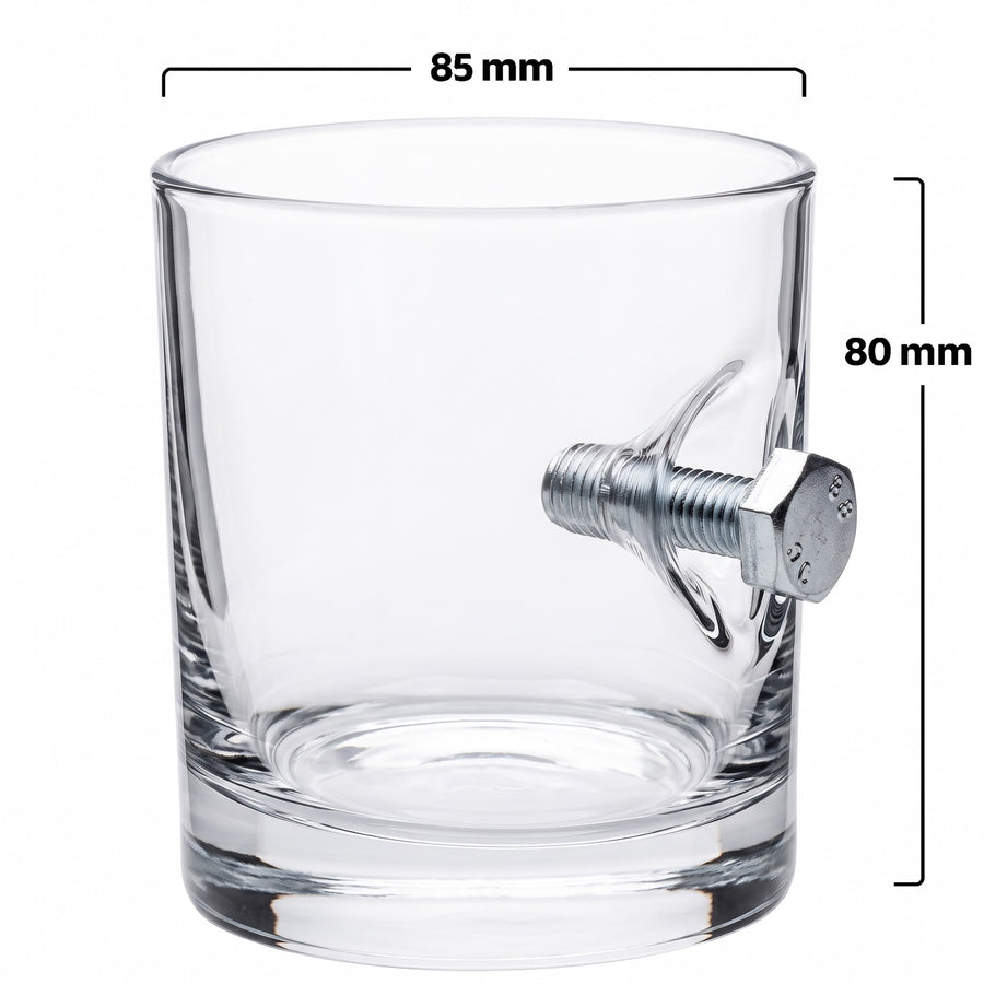 Bolt & Nut Rocks Glass 300ml – side view
