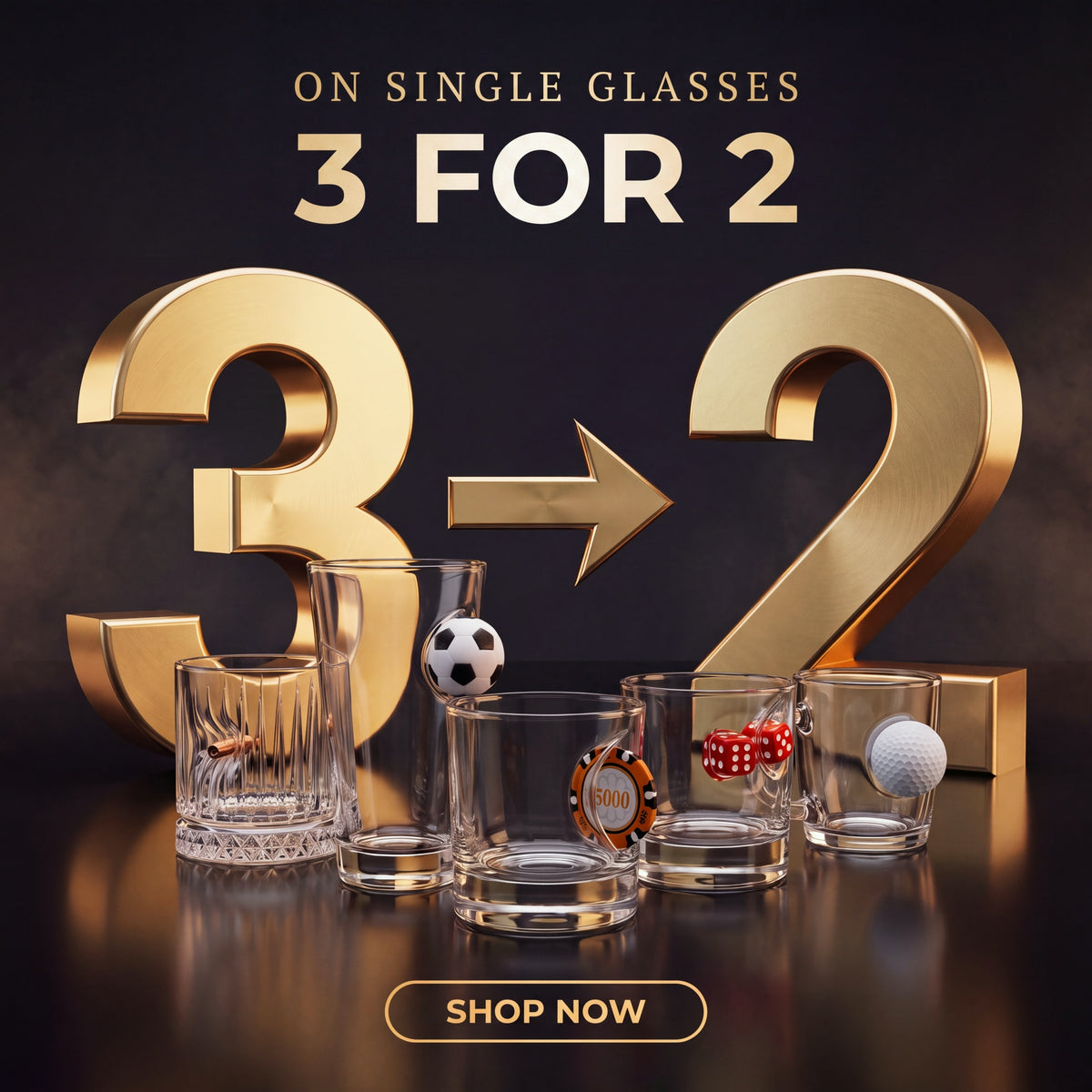 3 for 2 on single glasses