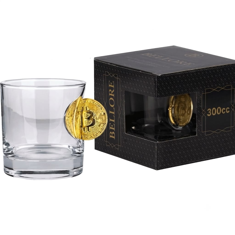 Bitcoin Rocks Glass 300ml – lifestyle shot