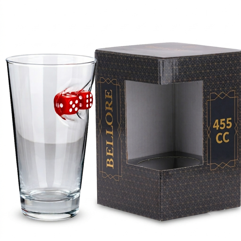 Dice Beer Glass 465ml – studio product shot