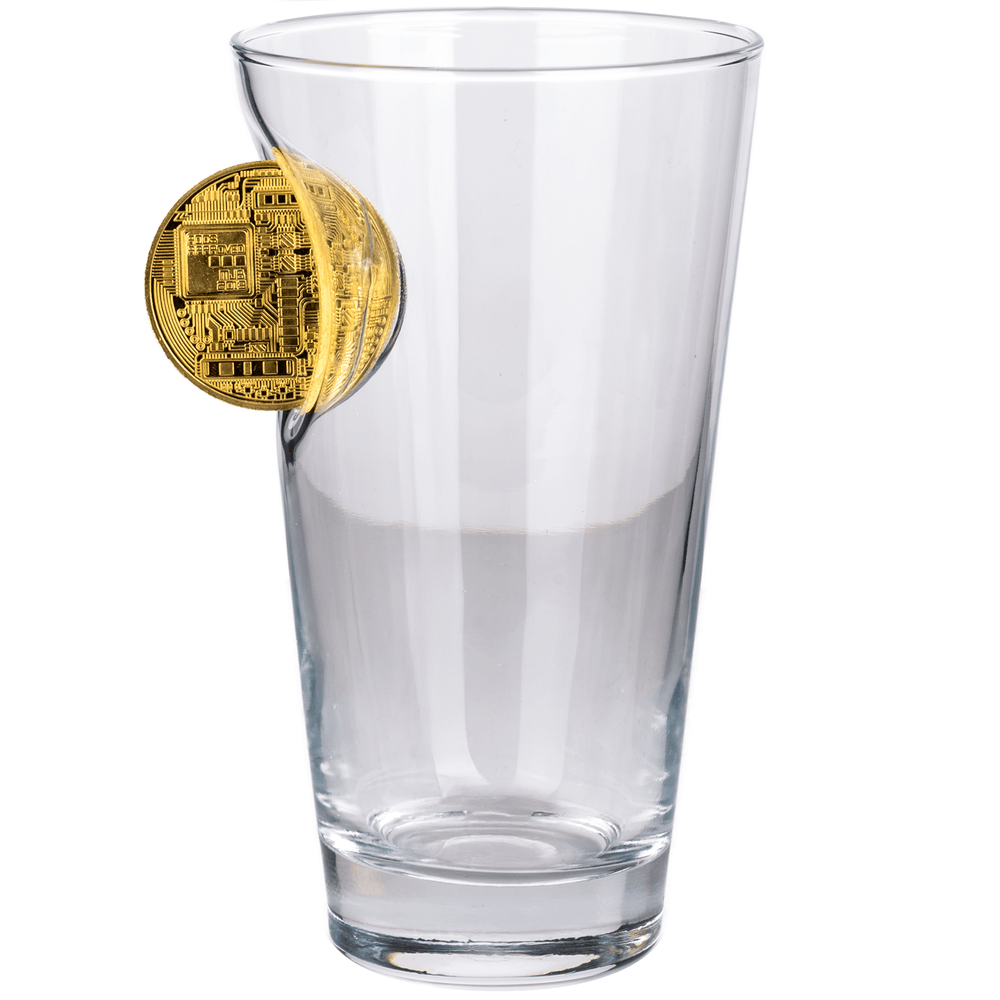 Bitcoin Beer Glass 465ml – styled lifestyle shot