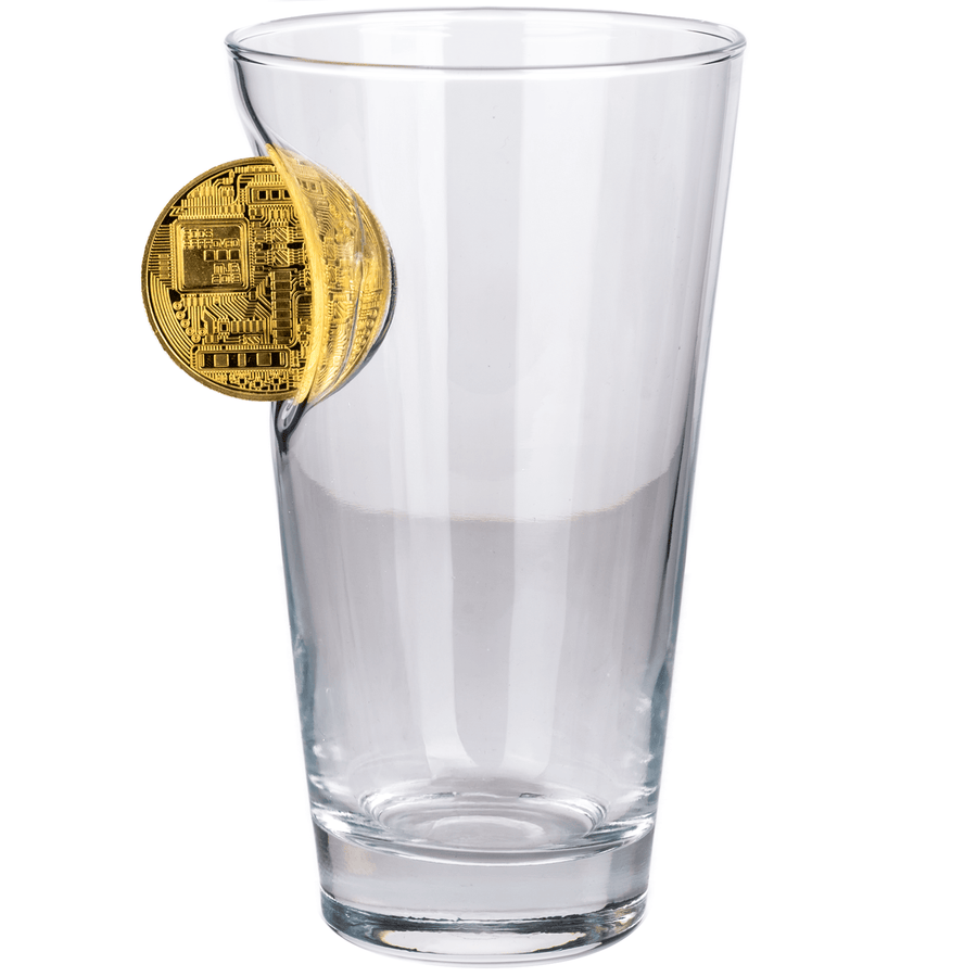 Bitcoin Beer Glass 465ml – styled lifestyle shot