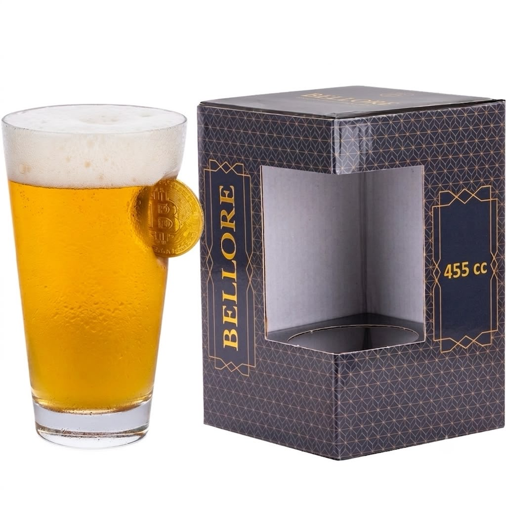 Bitcoin Beer Glass 465ml – Bitcoin emblem detail