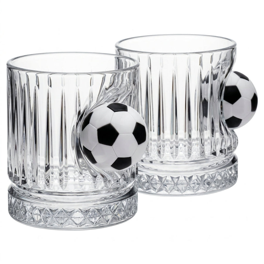 Football Crystal Whisky Glass Set of 2 355ml by Bellore – front view