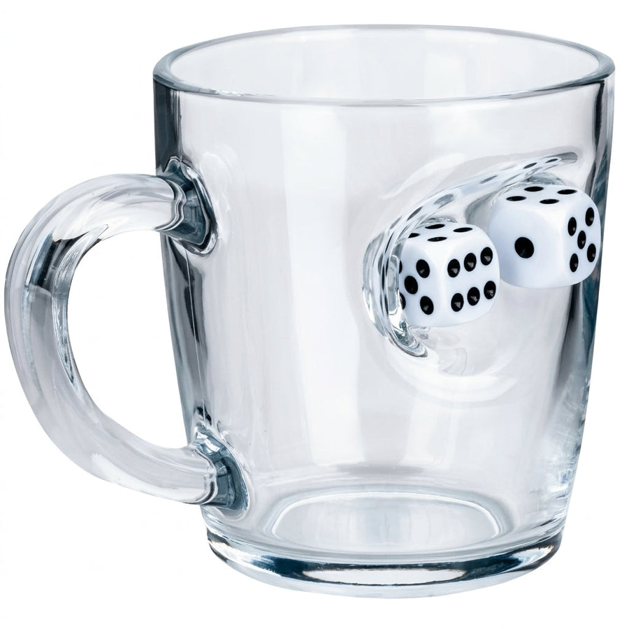 Dice Glass Mug 340ml by Bellore – front view