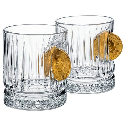 Bitcoin Crystal Whisky Glass Set of 2 355ml by Bellore – front view
