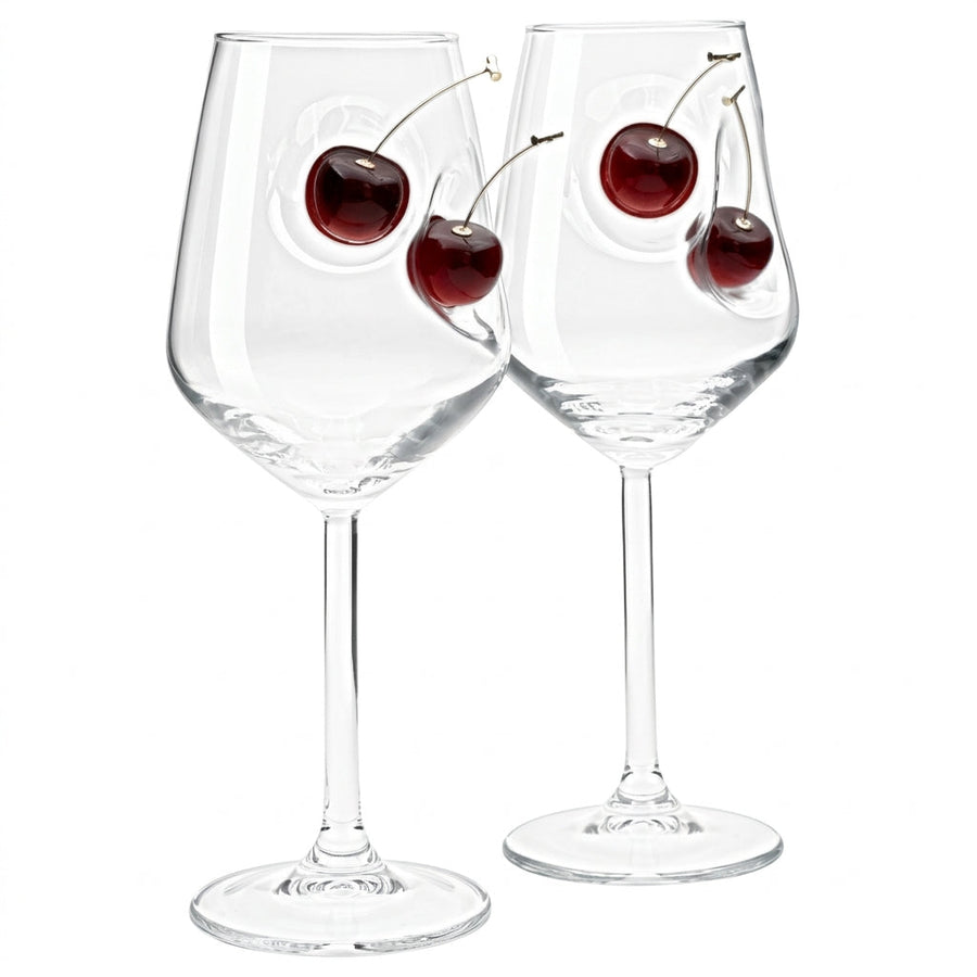 Cherry Wine Glass Set of 2 350ml by Bellore – front view