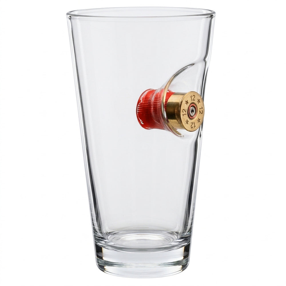 Real Shotgun Shell Beer Glass 465ml – front view on white background