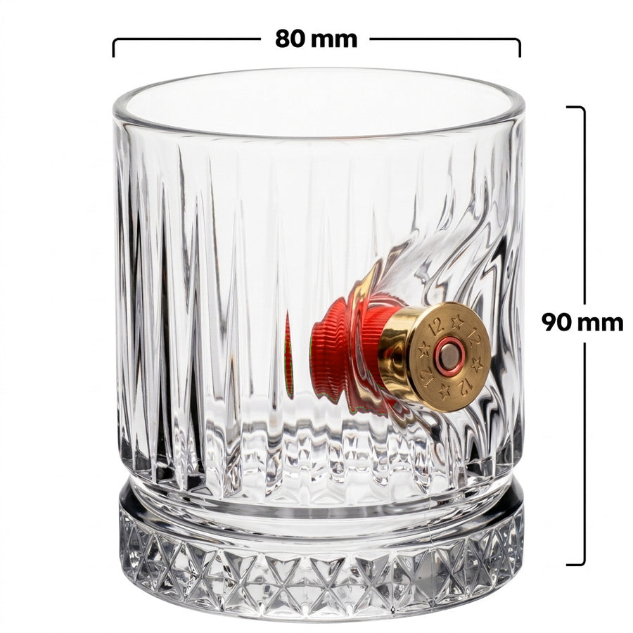 Real Shotgun Shell Double Crystal Whisky Set 355ml – size reference