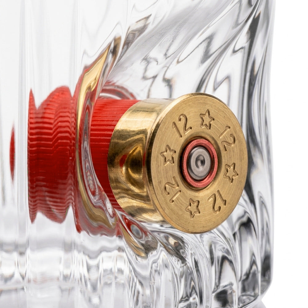 Real Shotgun Shell Double Crystal Whisky Set 355ml – 12 cal cartridge macro detail