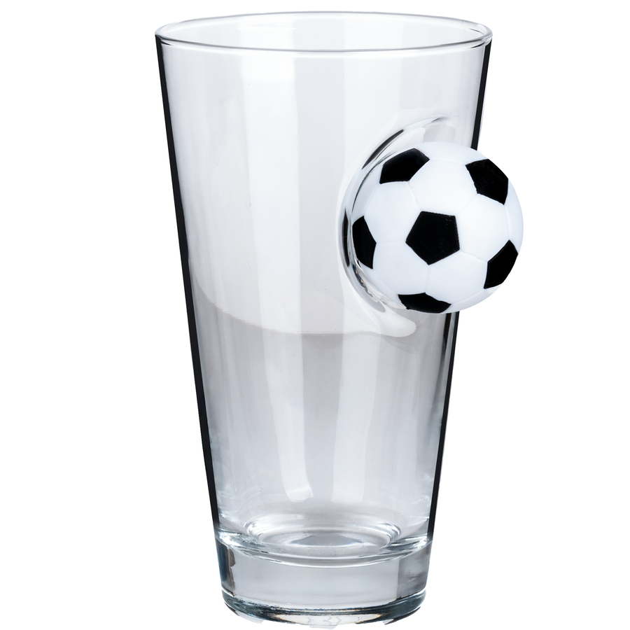 Football Beer Glass 465ml – football detail close-up