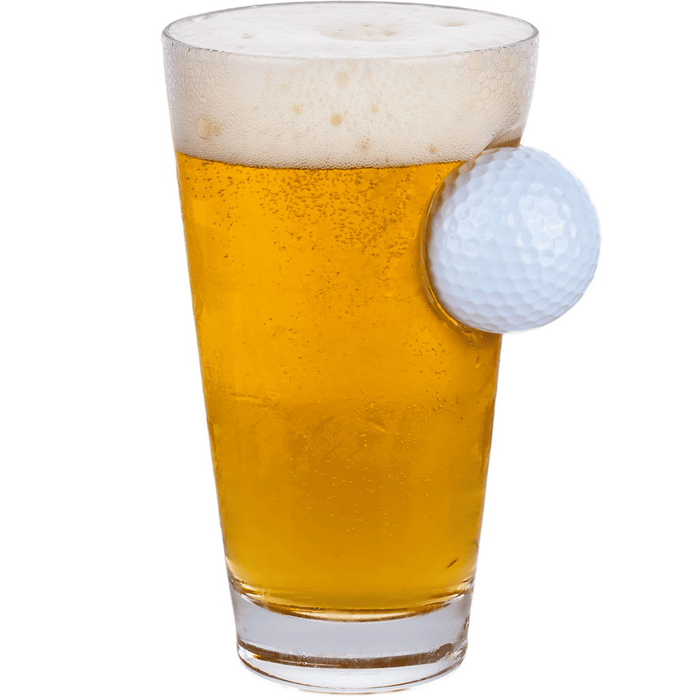 Real Golf Ball Beer Glass 465ml – front view on white background