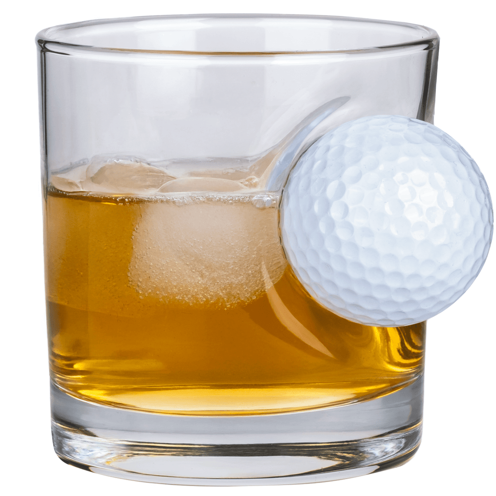Real Golf Ball Rocks Glass 300ml – front view on white background