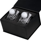 Real Golf Ball Old Fashioned Glass Set 355ml – front view on white background