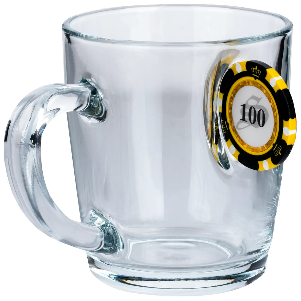 Glass Tea & Coffee Mug — Poker Chip Edition, 340 ml