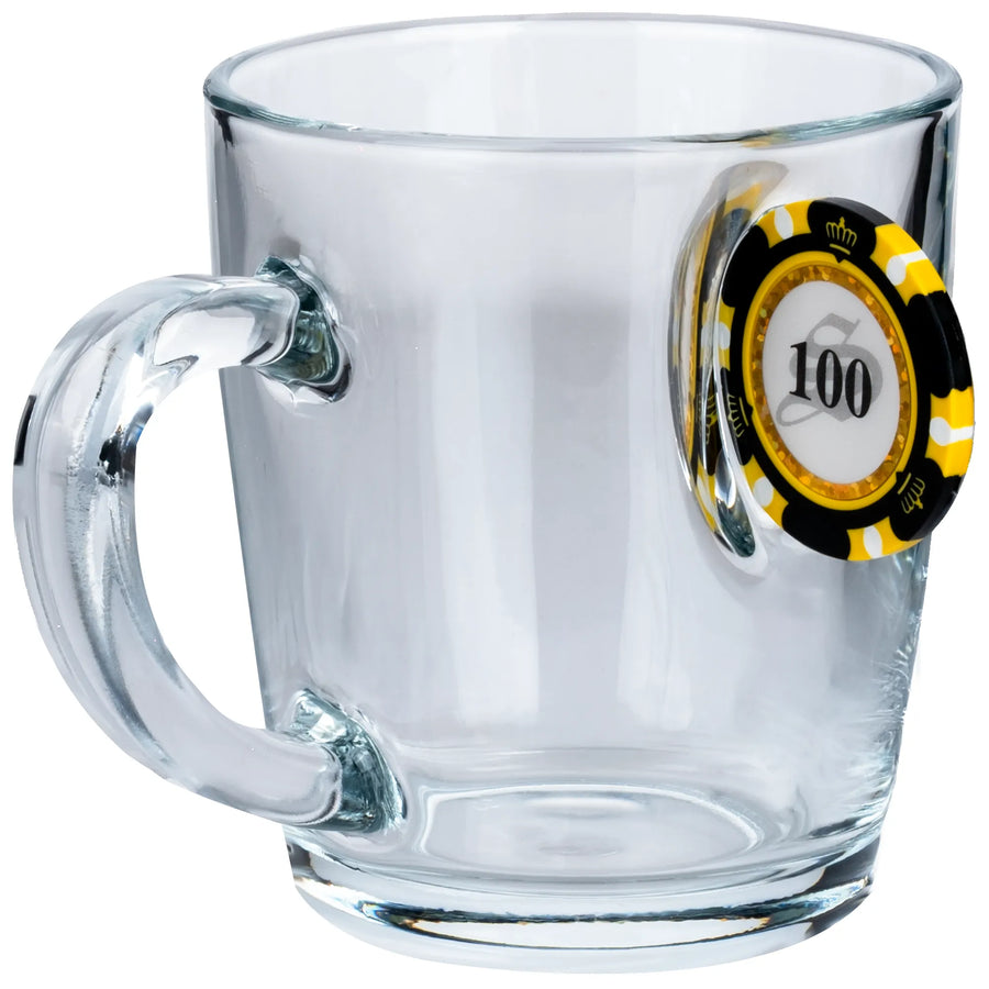 Glass Tea & Coffee Mug — Poker Chip Edition, 340 ml