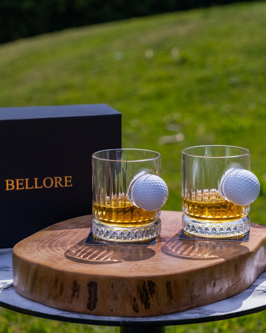 Real Golf Ball Old Fashioned Glass Set 355ml – pair of glasses