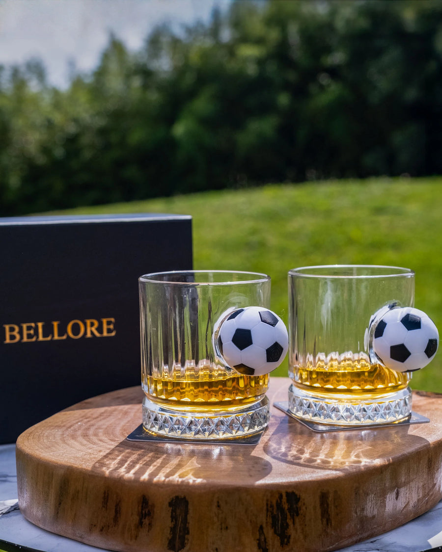 Football Old Fashioned Glass Set 355ml – side view