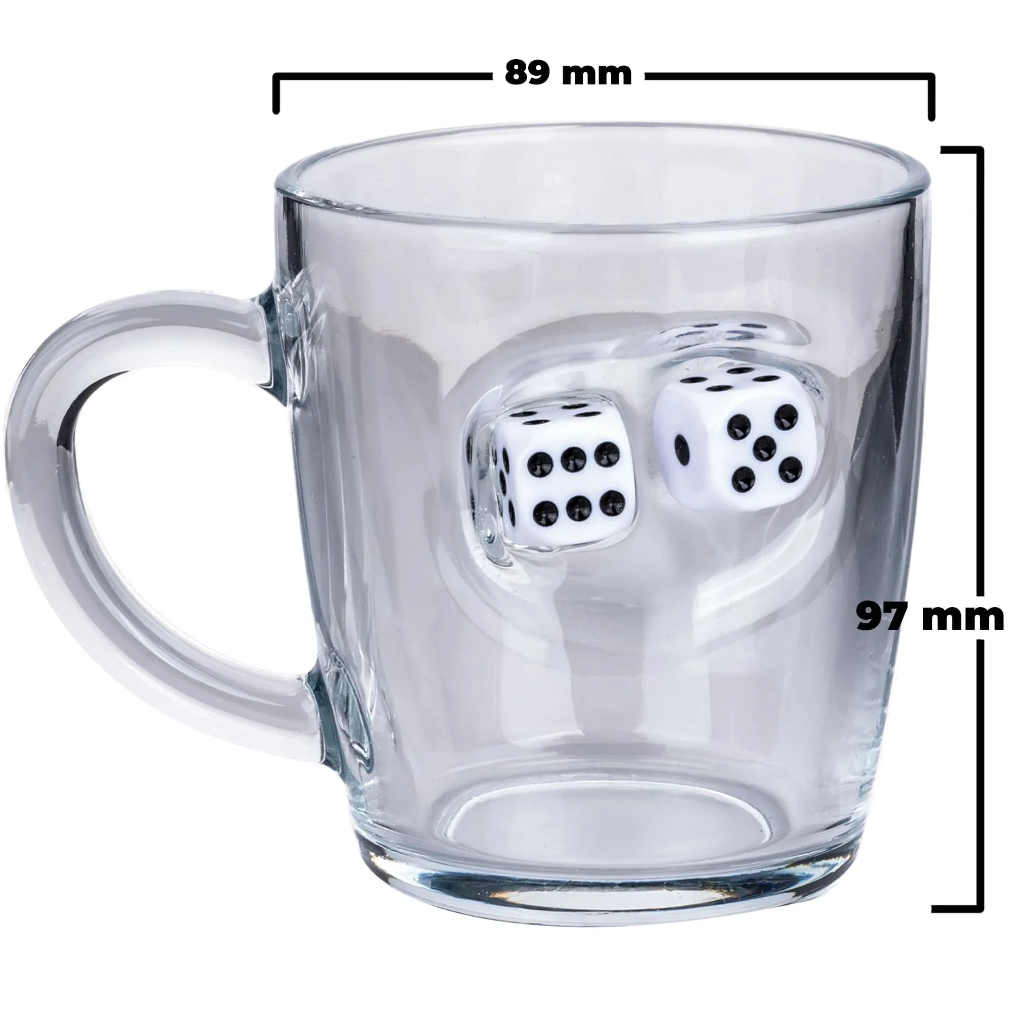 Glass Tea & Coffee Mug — Dice Edition, 340 ml