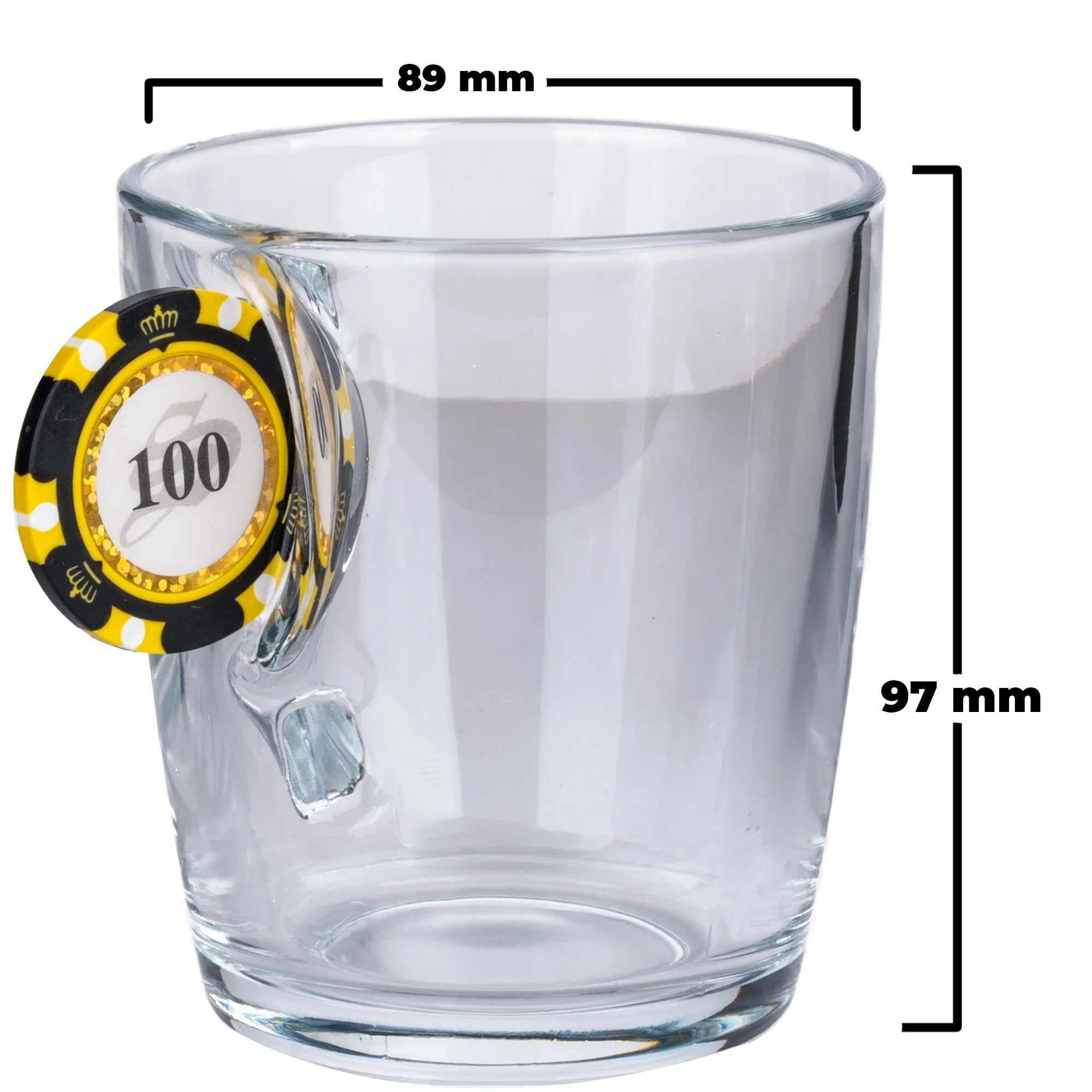 Glass Tea & Coffee Mug — Poker Chip Edition, 340 ml