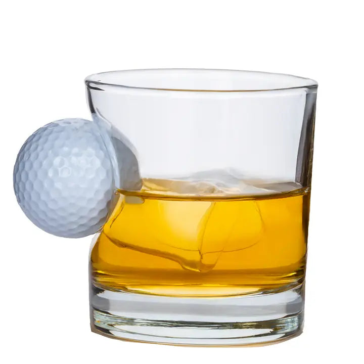 Real Golf Ball Rocks Glass 300ml – side view alternate angle