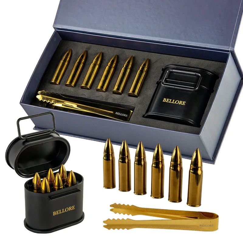 Bellore Bullet Whisky Stones Set – front view on white background