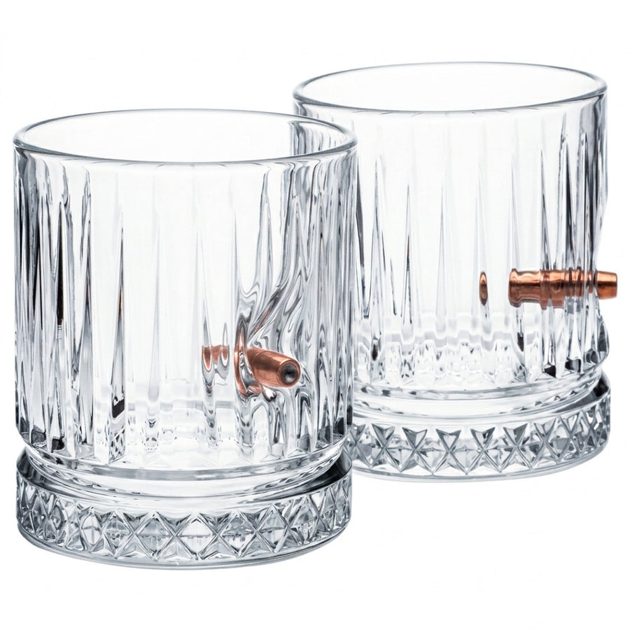 Real .308 Bullet Crystal Whisky Glass Set of 2 355ml by Bellore – front view