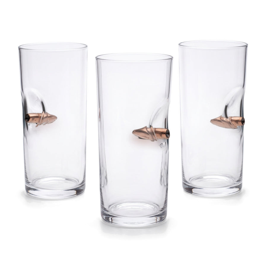 Real .308 Bullet Turkish Raki & Ouzo Glass Set of 3 200ml by Bellore – front view
