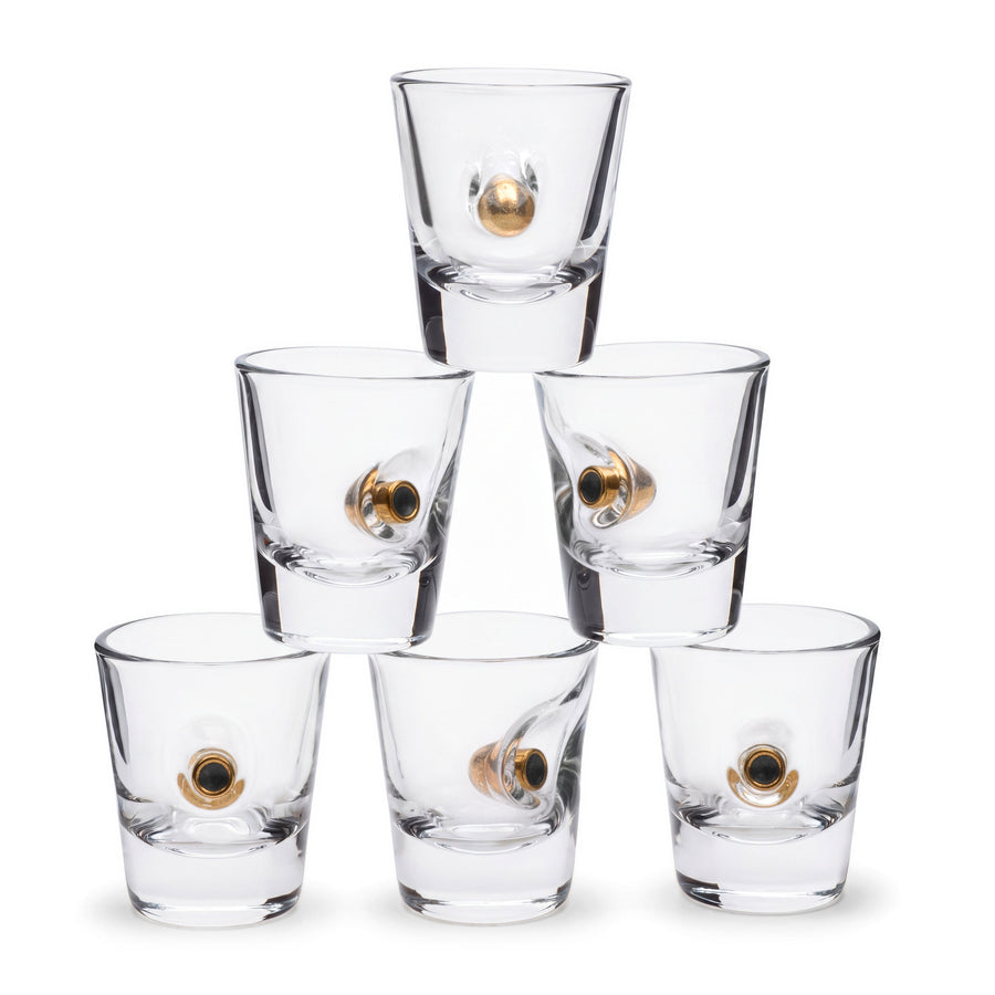 Real 9mm Bullet Shot Glass Set of 6 45ml by Bellore – front view