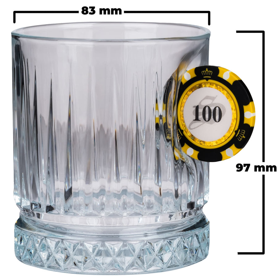 Poker Chip Crystal Whisky Glass 355ml – dimensions 83 mm x 97 mm