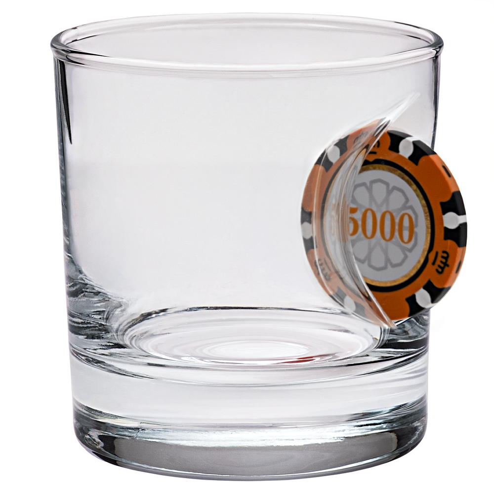 Poker Chip Rocks Glass 300ml – front view