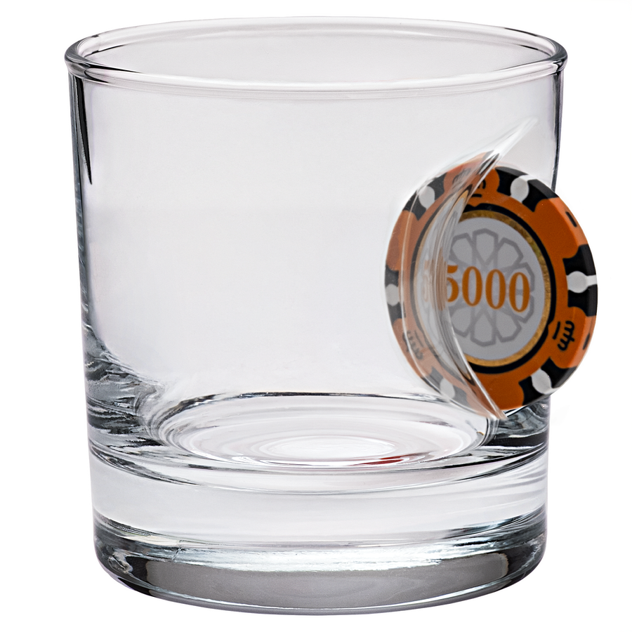 Poker Chip Rocks Glass 300ml – front view