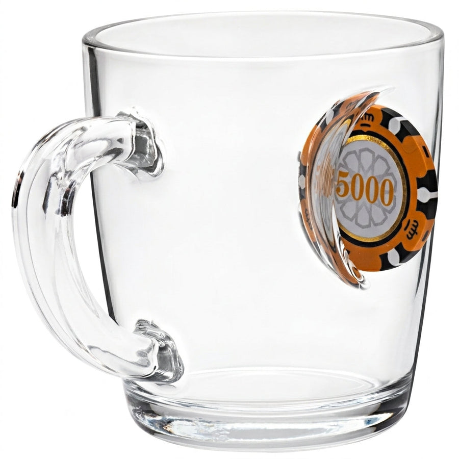 Poker Chip Glass Mug 340ml by Bellore – front view