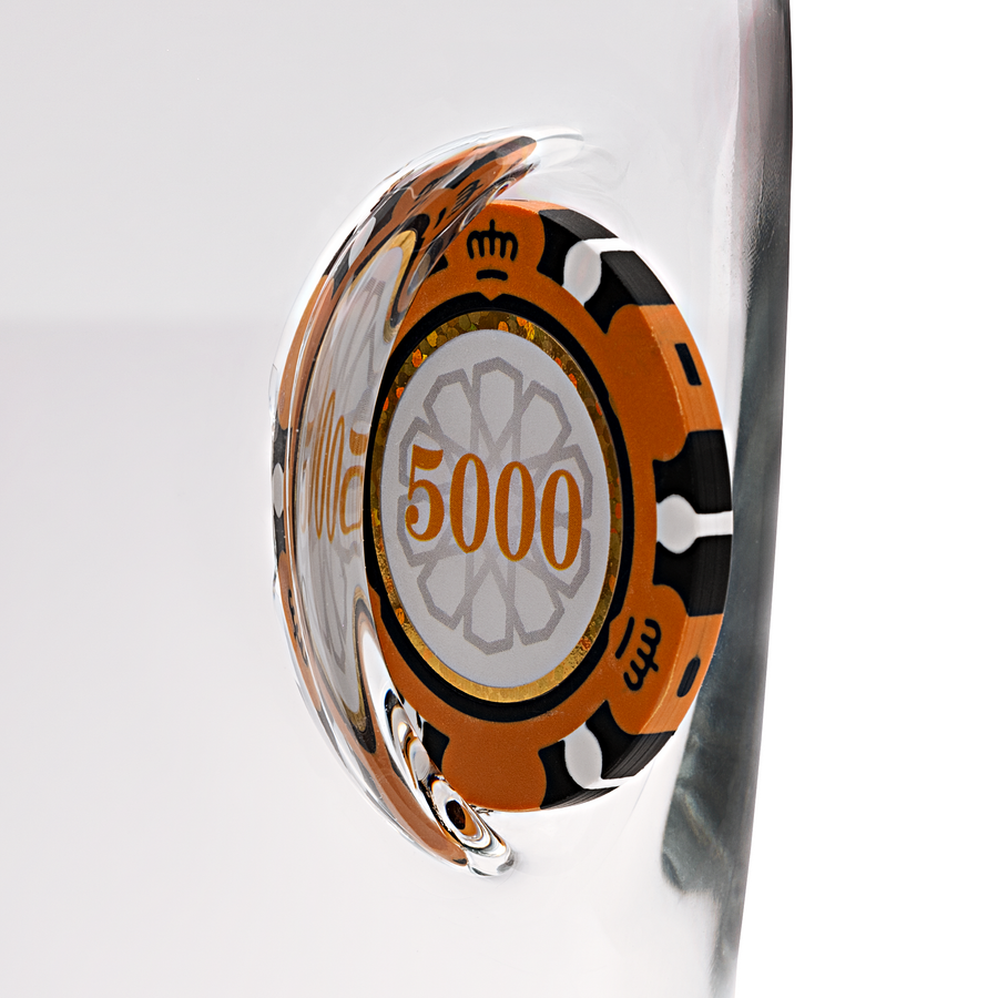 Poker Chip Rocks Glass 300ml – macro close-up of poker chip detail