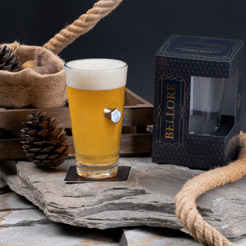 Bolt & Nut Beer Glass 465ml – styled concept shot