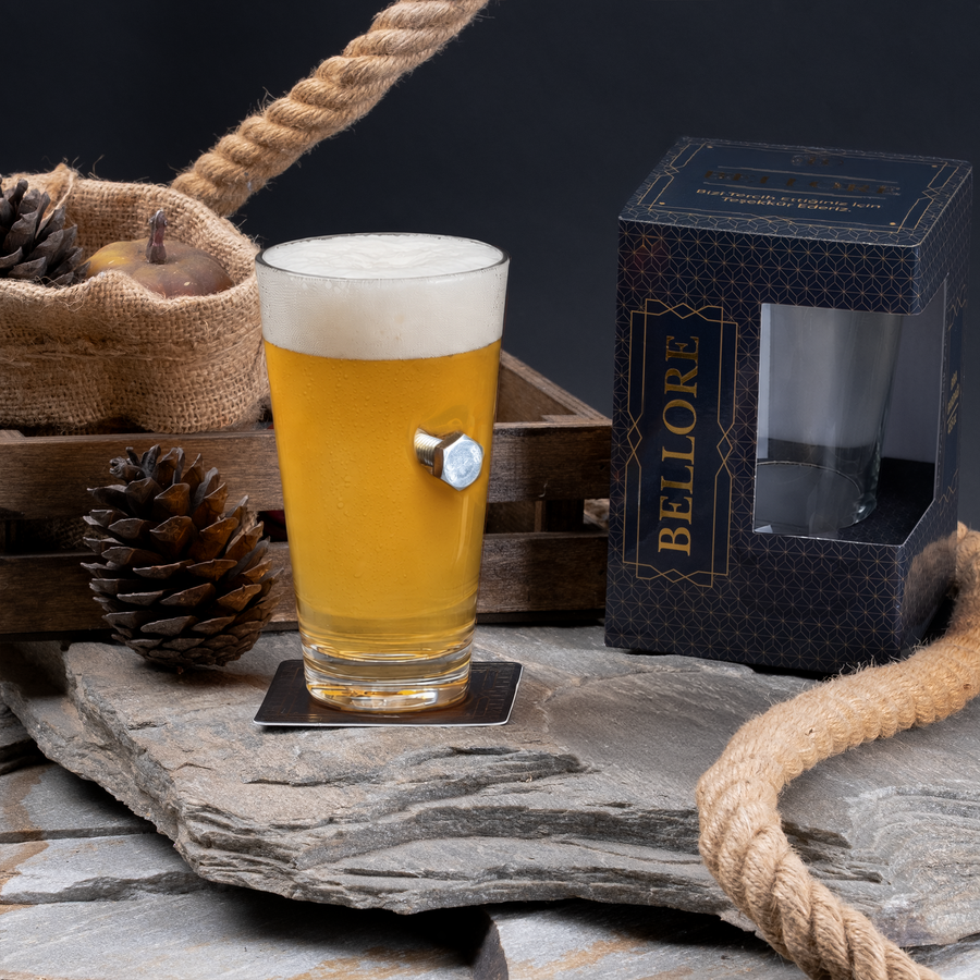 Bolt & Nut Beer Glass 465ml – styled concept shot