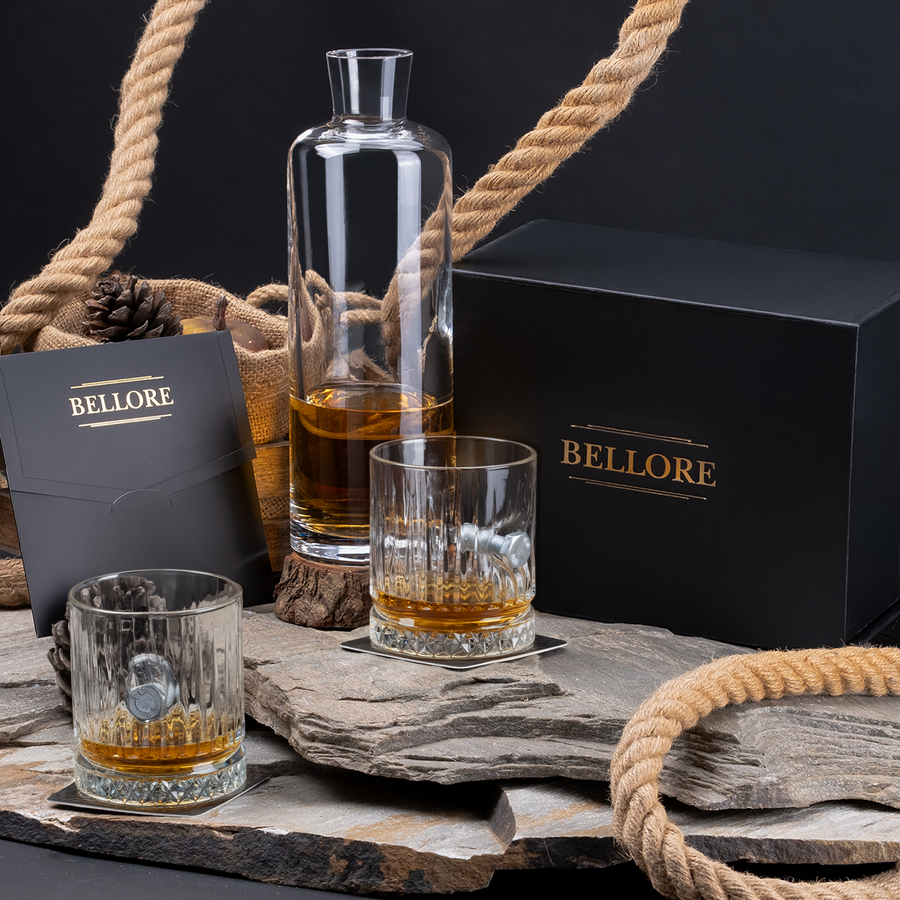 Bolt & Nut Whisky Glass 355ml – styled concept shot