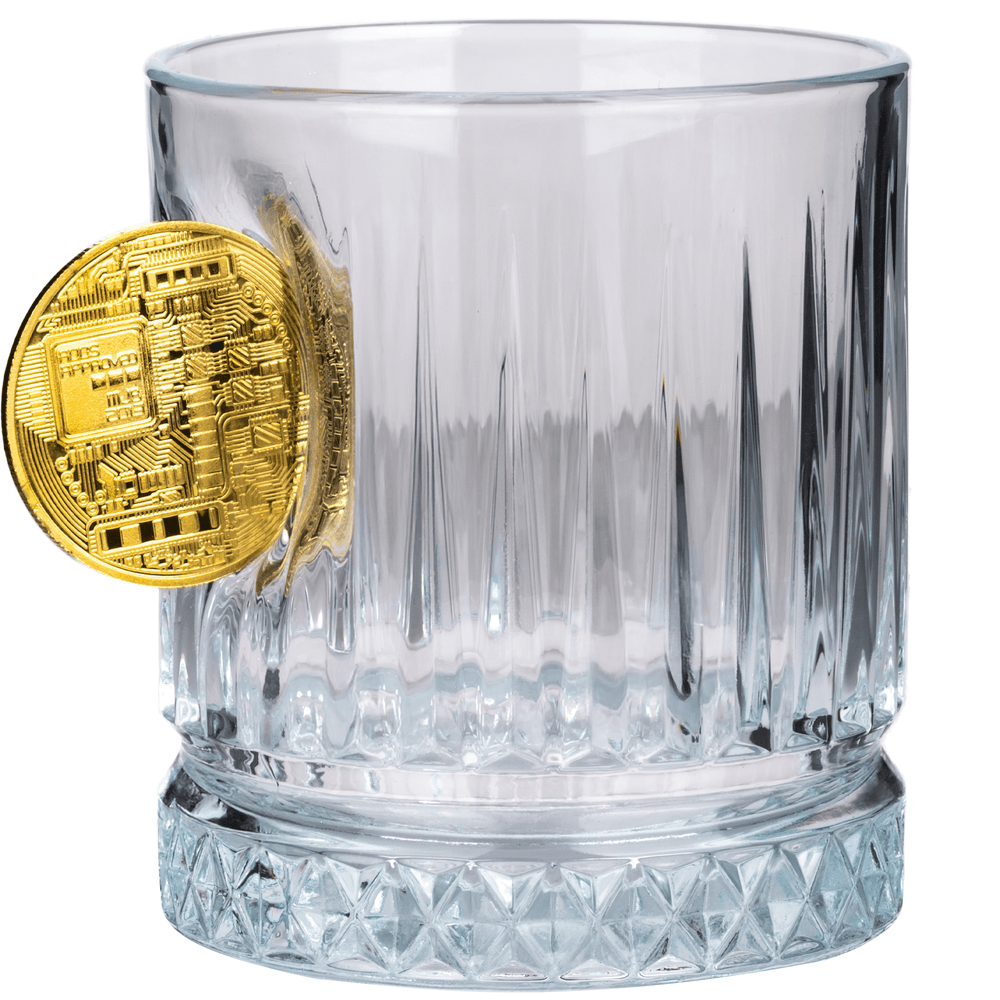 Bitcoin Whisky Glass 355ml – styled lifestyle shot third angle