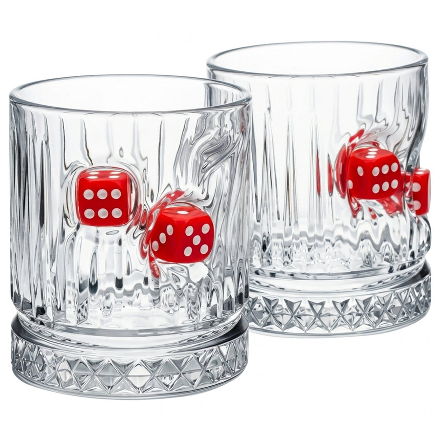 Dice Crystal Tumbler Set of 2 355ml by Bellore – front view